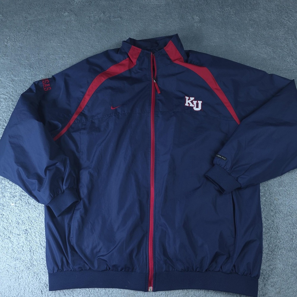 Kansas Jayhawks Jacket Mens 2XL Blue NCAA Basketball Nike Clima Fit